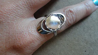 Orb Round Ring Silver Plated Adjustable 10mm Lacy Bezel (Pkg 3) 0258 • $1.50
