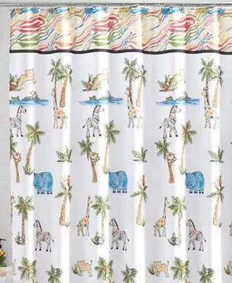 New FUN~WHIMSICAL Giraffe~Elephant~Monkey Colorful Fabric~SHOWER CURTAIN • $14.99