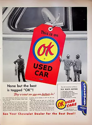1954 OK Used Cars Chevrolet Dealer You Can Believe In Vintage 1950s Print Ad • $15.99