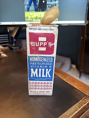 Vintage 1970s Bupp’s Dairy Hanover Pa 1 Quart Milk Container • $12.99