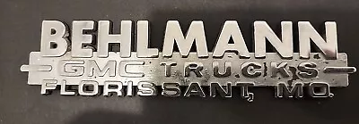 Behlmann--GMC Trucks-FlorissantMo.--Metal Dealer Emblem Car  Vintage SM6504 • $39.24