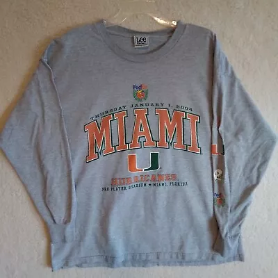 Miami Hurricanes Shirt Mens Extra Large Grey Lee Sport The U Football 2004 Bowl • $13.95