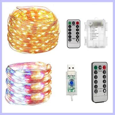 £4.63 • Buy USB Battery Power 50-200 LED String Fairy Light Micro Rice Copper Wire Xmas Lamp