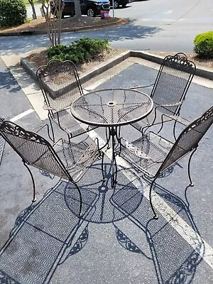 Bronze Wrought Iron Patio Furniture Set Table 4 Chairs • $459.99