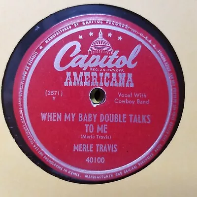 Merle Travis When My Baby / Kentucky Means Paradise 78prm 10  Vinyl Record • $12