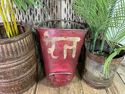 Vintage Rustic Galvanised Metal Fire Bucket Garden Planter Tub Hanging Basket • £36