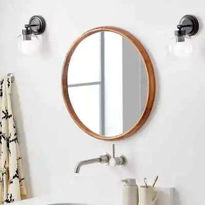 24  Novak Round Teak Vanity Mirror - Teak • $89