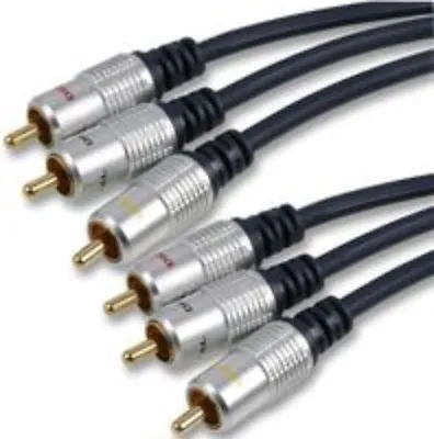 PURE 3 X RCA Triple Phono Cable Composite AV Digital Audio Video Lead GOLD OFC • £5.99