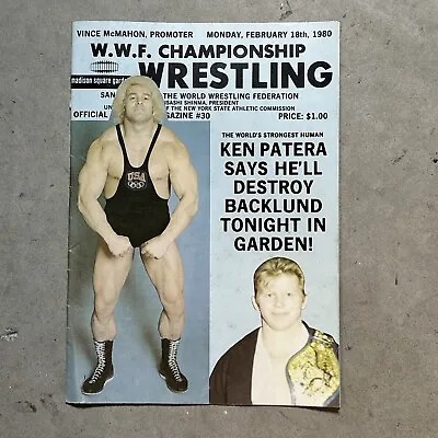 W.W.F. Championship Wrestling MSG Program Feb 18th 1980 Bob Backlund Hulk Hogan • $14.99