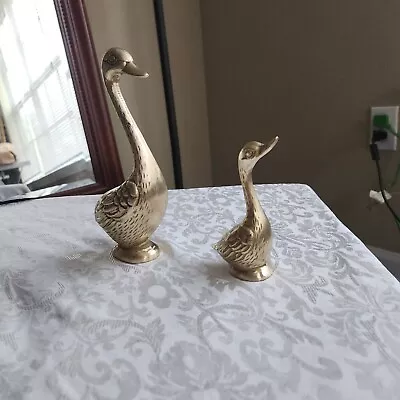 Two Beautiful Hand Crafted Lightly Used Vintage Small Brass Geese Figurines • $0.99