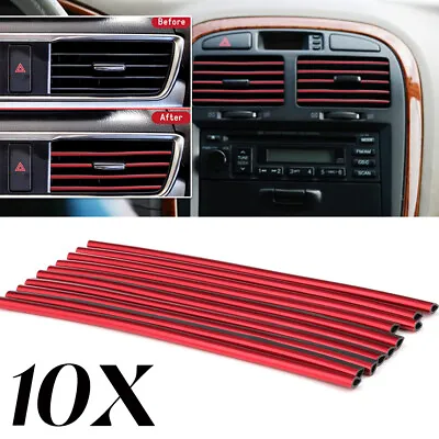 £3.21 • Buy 10x Car Auto Accessories Air Conditioner Air Outlet Decoration Strip Cover Red 