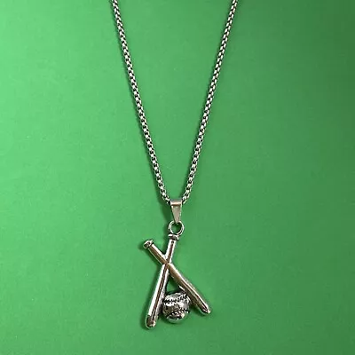 Titanium Steel Baseball Pendant Necklace For Men Women • $11.99