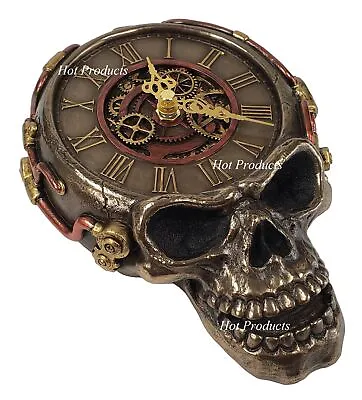 8  Steampunk Skull Statue Gear Wall Clock Statue Sculpture • $60.75