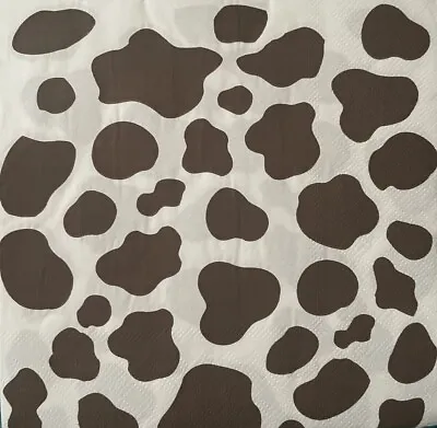 2 X Cow Print Dark Brown Single Paper Napkins For  Art Craft Decoupage 302 • £1.99