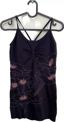 Manuka Seamless Camisole Top Purple Flower Stretch Padded Cup Size XS S • £10