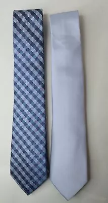 Lot Of 2 Republic Purple Blue Lilac Plaid Solid Textured Dress Ties R • $12.99