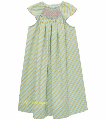 Girls VIVE LA FETE Smocked Bishop Dress 12 18 Months 2T 5 NWT Long Green Pink • $19.95