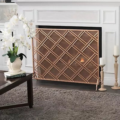 Josette Contemporary Single-Panel Iron Fireplace Screen • $164.48