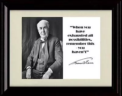 8x10 Framed Thomas Edison Autograph Promo Print - Inspirational Quote • $49.99