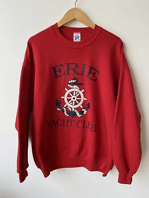 Vintage 90s Erie Yacht Club Red Sweatshirt Crewneck Jerzees XL • $17.49