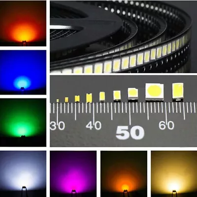 100pcs SMD/SMT LED 0402 0603 0805 5050 1206 3528 - Red Yellow Blue Green White • $2.85