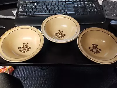 Pfaltzgraff Village Set Of 3 Brown  Lipped Cereal Bowls 6  • $10