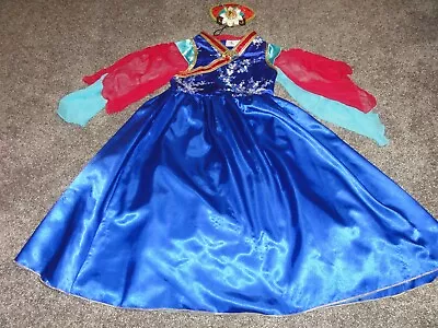 Girls Disney Mulan 2 Piece Princess Costume Dress & Hat Size 5/6 • $34.75