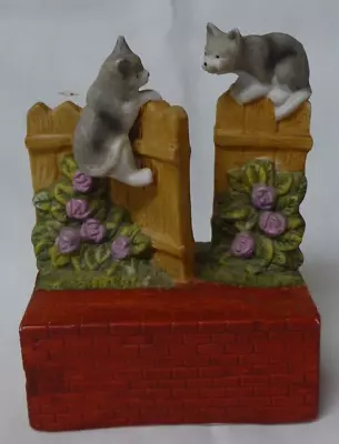 Mann Cats On Gate & Roses Music Box Hangin' In You Light Up My Life 1988 • $25.99