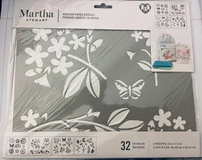 Martha Stewart Adhesive Paper Stencil Stencil~32 Designs~FLOWER & BUTTERFLIES • $5.99