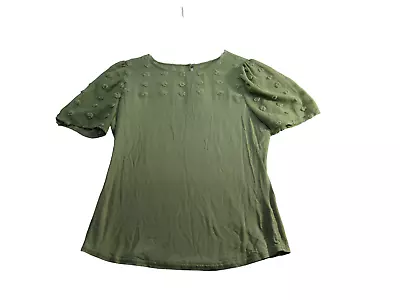 Mine Shirt Womens Size Large Green Short Sleeve Stretch Top • $6.73