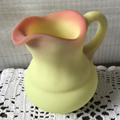 Vtg Fenton Burmese 4 1/2  Pitcher Glows Blow Pink Yellow Custard Mt. Washington? • $49.98