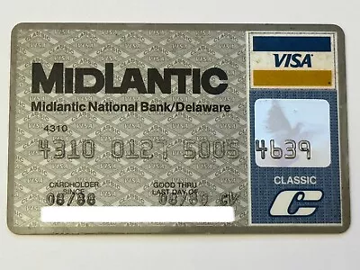 Vintage Midlantic National Bank/Delaware Classic Visa Credit Card▪️1989 Exp • $21.99