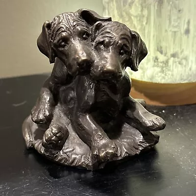 Rare Bronze Vintage Great Dane Dog Puppies Puppy Pair Sculpture Collectible • $145