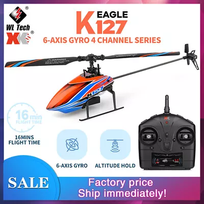 WLtoys K127 2.4G 4CH 6-Aixs Gyro Hover Single Blade Mini RC Helicopter RTF • $61.45