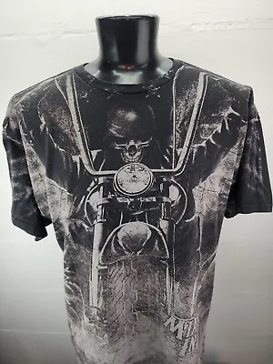 Miami Ink Graphic T Shirt Mens XXL AOP All Over Graphic Print Motorcycle Tattoo • $26.44