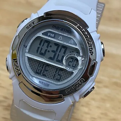 Timex Marathon Lady 50m Silver White Digital Quartz Alarm Chrono Watch~New Batte • $9