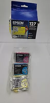 Epson 127XL Color Ink Cartridges - Cyan Magenta Yellow T127520 EXP 8/26 Sealed • $30
