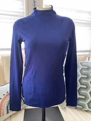 NWT Fabletics Size XXS Phoenix Long Sleeve Top Mock Neck Navy Blue • $12