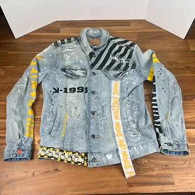 READ - Smoke Rise Men's  Blue/Yellow  Denim Jacket Size- Men’s M • $39.99