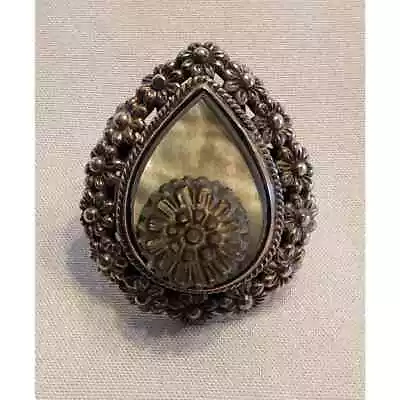 Vintage Marcasite Cocktail Ring Teardrop Women's Flowers 8 • $68