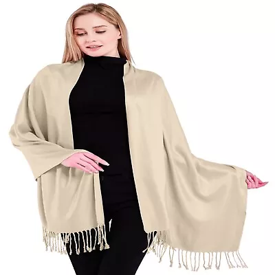 CJ Apparel Champagne Solid Colour Shawl Seconds Scarf Stole Wrap Pashmina *NEW* • £17.99