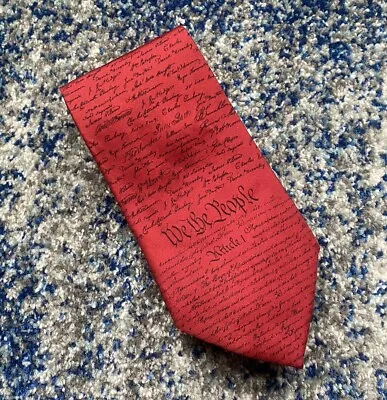 Josh Bach Red Black Constitution Pure Silk Necktie USA • $59.99