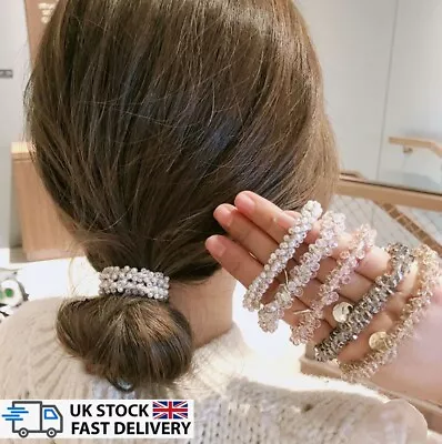 £2.75 • Buy Hair Band Elastic Hair Tie Bobbles Scrunchies Accessories Crystal Beads Girls