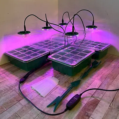 £19.99 • Buy Plant Propagator Seed Tray Set With Full Spectrum USB Grow Lights (Pack Of 5)