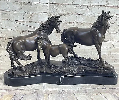 Vintage Large Bronze After Pierre Jules Mene Cantering Horses Sculpture Figurine • $349.50