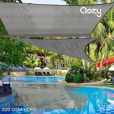 $75 • Buy Qozy SUPER Extra Heavy Duty Sun Shade Sail 320gsm Square Rectangle Triangle Grey