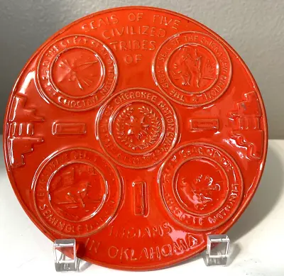 Vintage Frankoma Pottery Trivet Tile Native American Tribes Of Oklahoma Red • $28.39