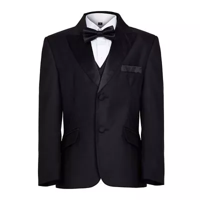 Boys Best Seller Finest Black Tuxedo Dinner Suit James Bond  1- 16 Years • £64.99