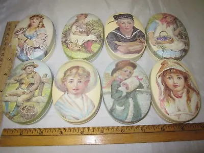 Set Vtg English Tin Portrait England Box Lot Portrait Keepsake JMS Victory Child • $8.95