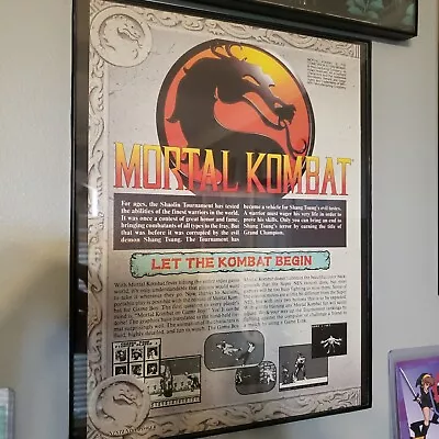 FRAMED Retro 1993 Mortal Kombat II 2 Ad/poster SNES Genesis Video Game Wall Art • $29